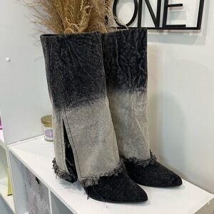 Denim Foldover Cowboy Boots